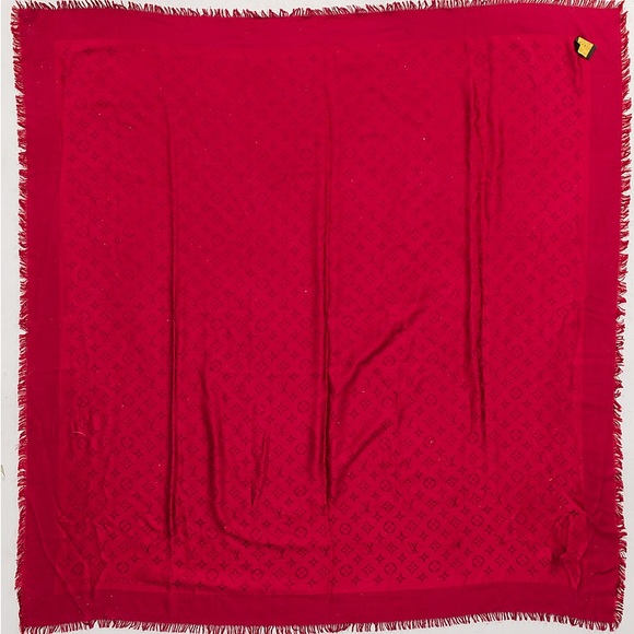 Louis Vuitton Red Monogram Large Square Scarf Wrap - Picture 7 of 7